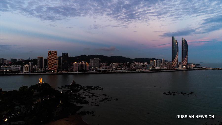 Вид на город Сямэнь с высоты птичьего полета