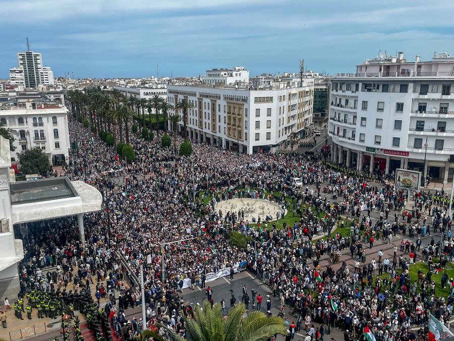 В столице Марокко прошла массовая акция протеста против израильских ударов по Газе